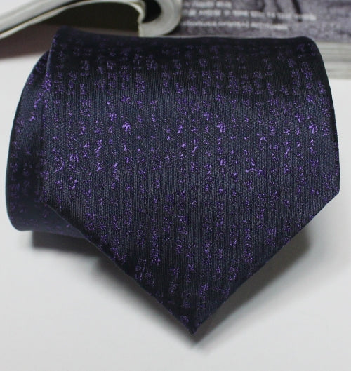 Purple Hangul Korean Language Font Patterned Neckties