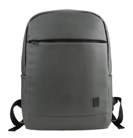 Grey Faux Leather Casual Backpacks