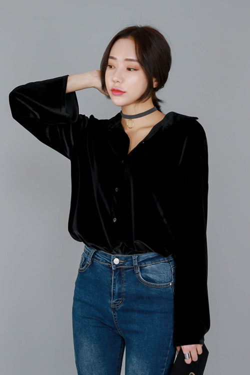 Black Chic Velvet Shirts