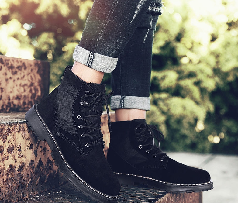 Black Faux Suede Boots Shoes