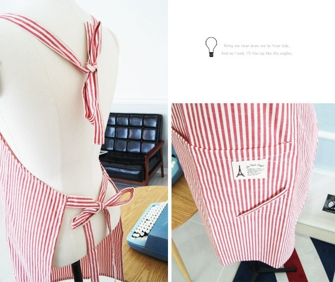 Red Modern Striped Patterned Aprons