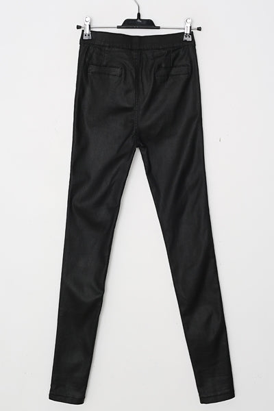 Black Coated Elastic High Waist Skinny Jeans