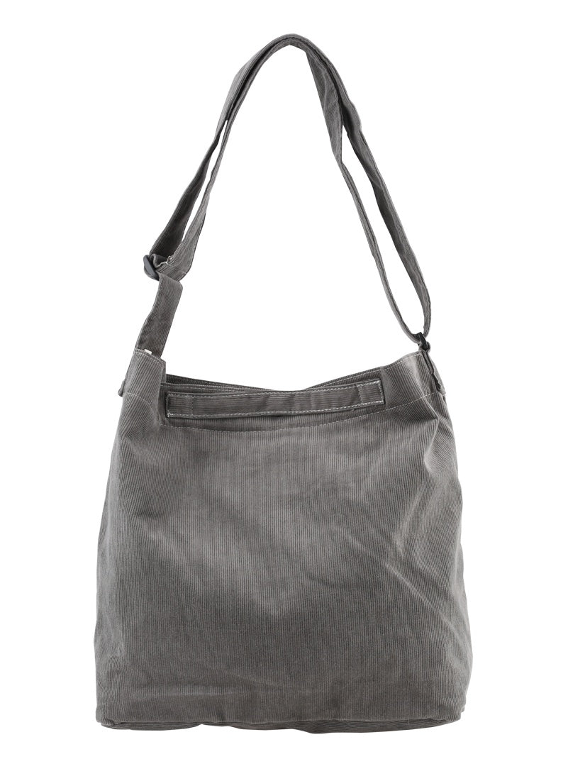 Grey Unisex Corduroy Crossbody Bags