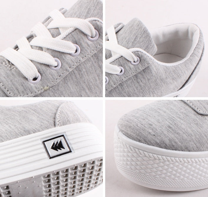 Gray Marled Lace-up Flatform Sneakers Shoes