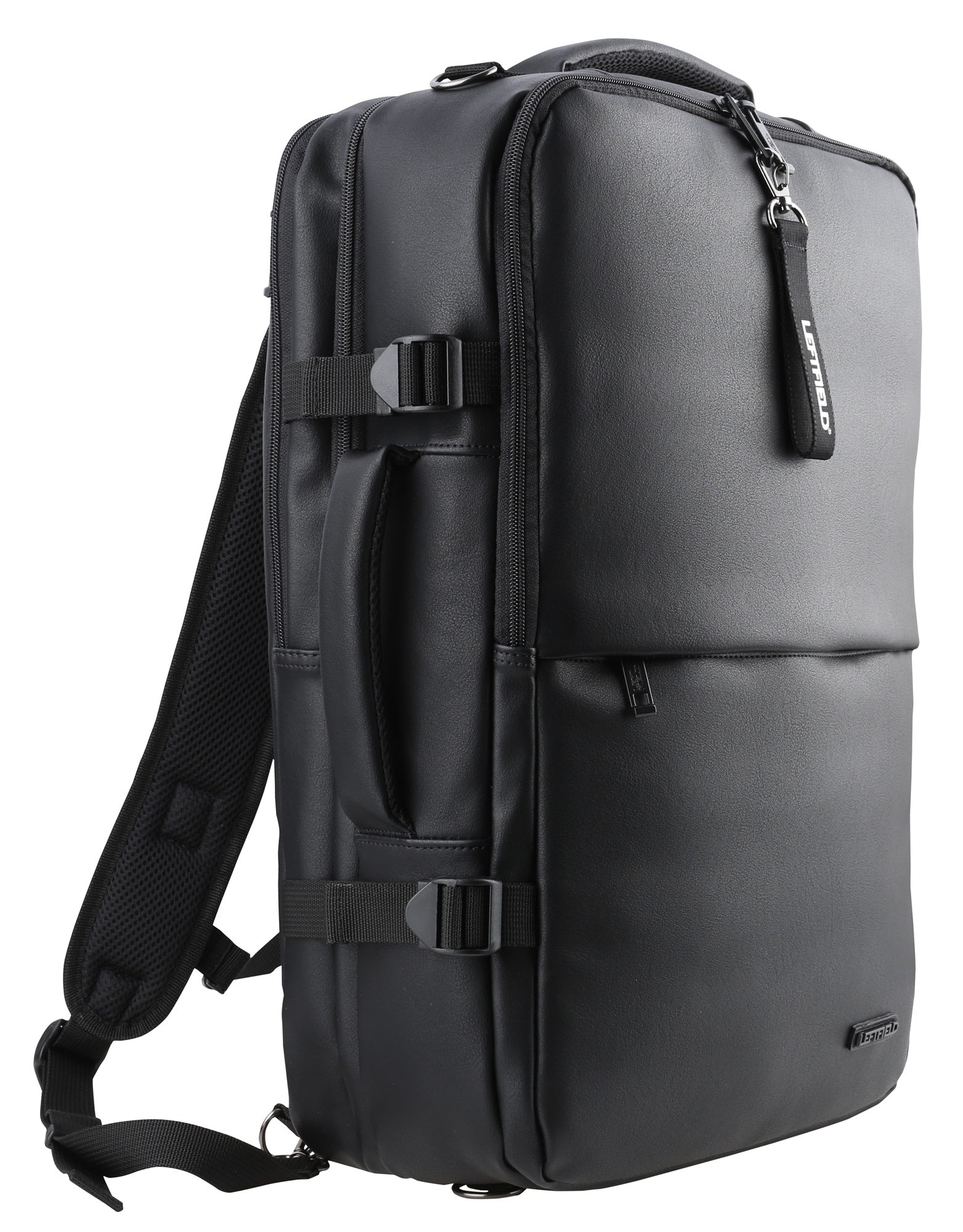 Black Multi Synthetic Leather Suqare Laptop Backpacks