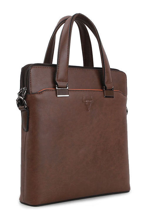 Brown Synthetic Leather Business Crossbody Briefcases