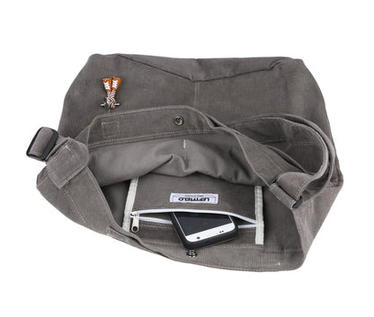 Grey Unisex Corduroy Crossbody Bags