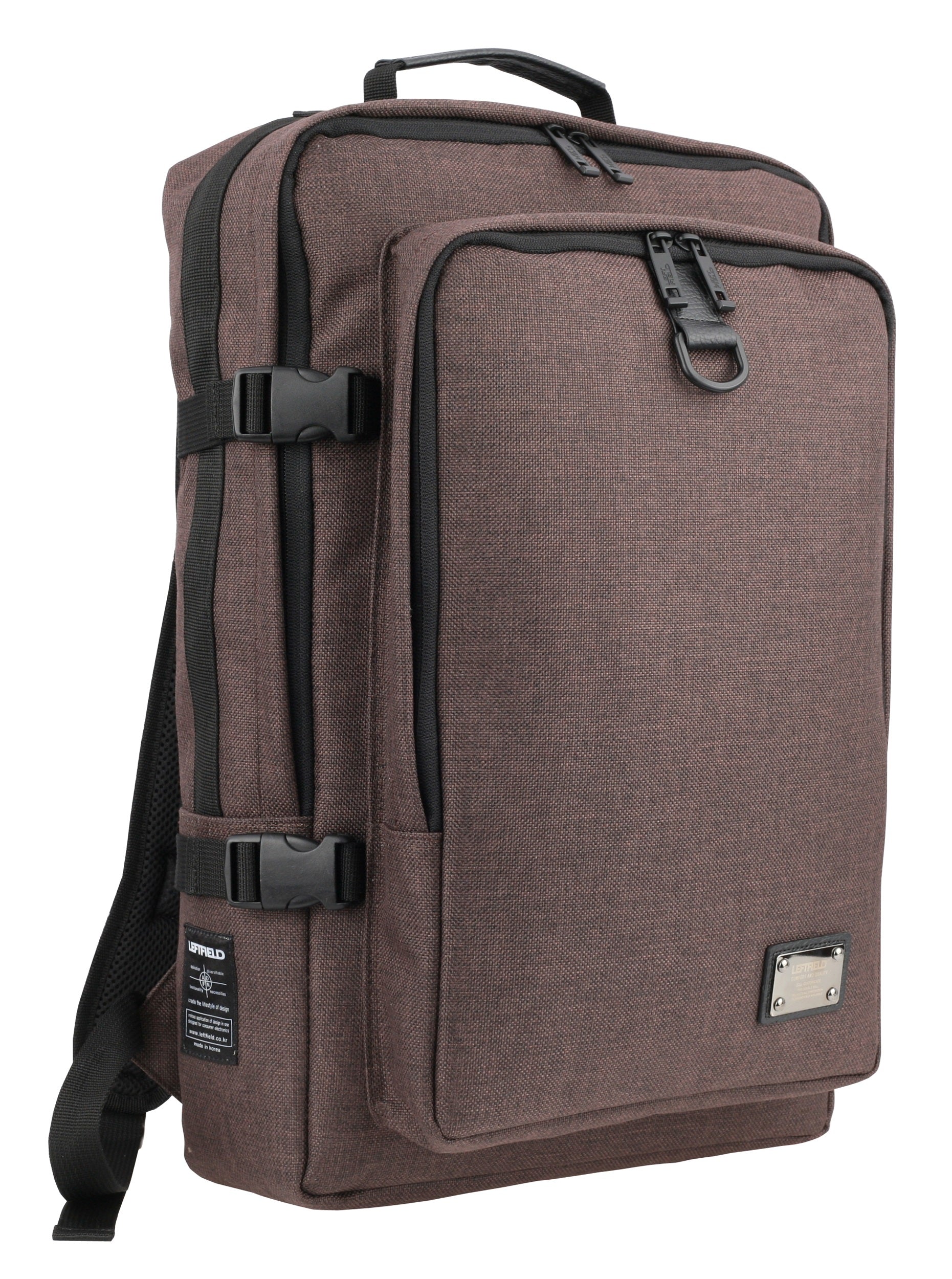 Brown Canvas Buckle School Laptop Backpacks