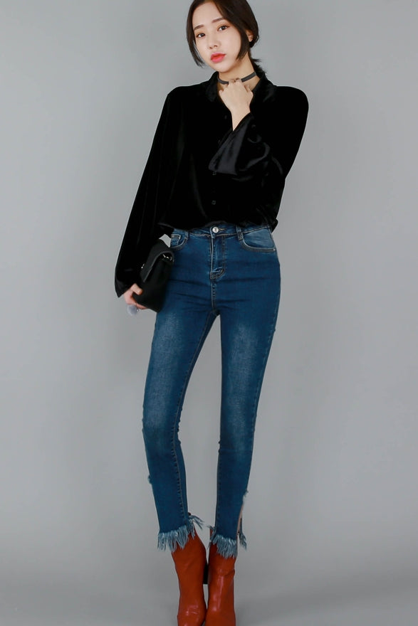 Black Chic Velvet Shirts