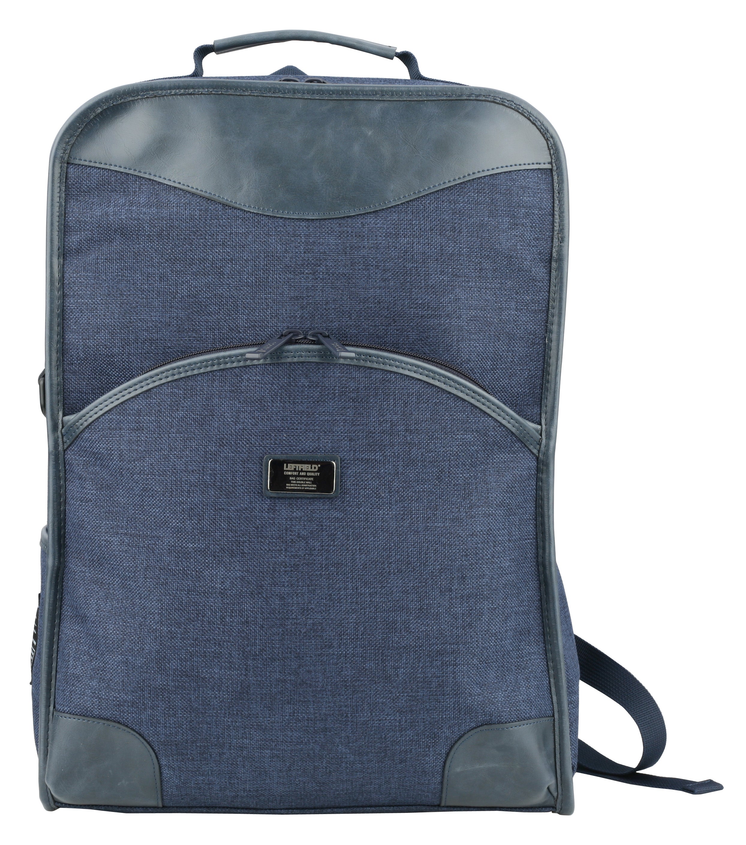 Navy Blue Vintage Canvas Faux Leather School Backpacks