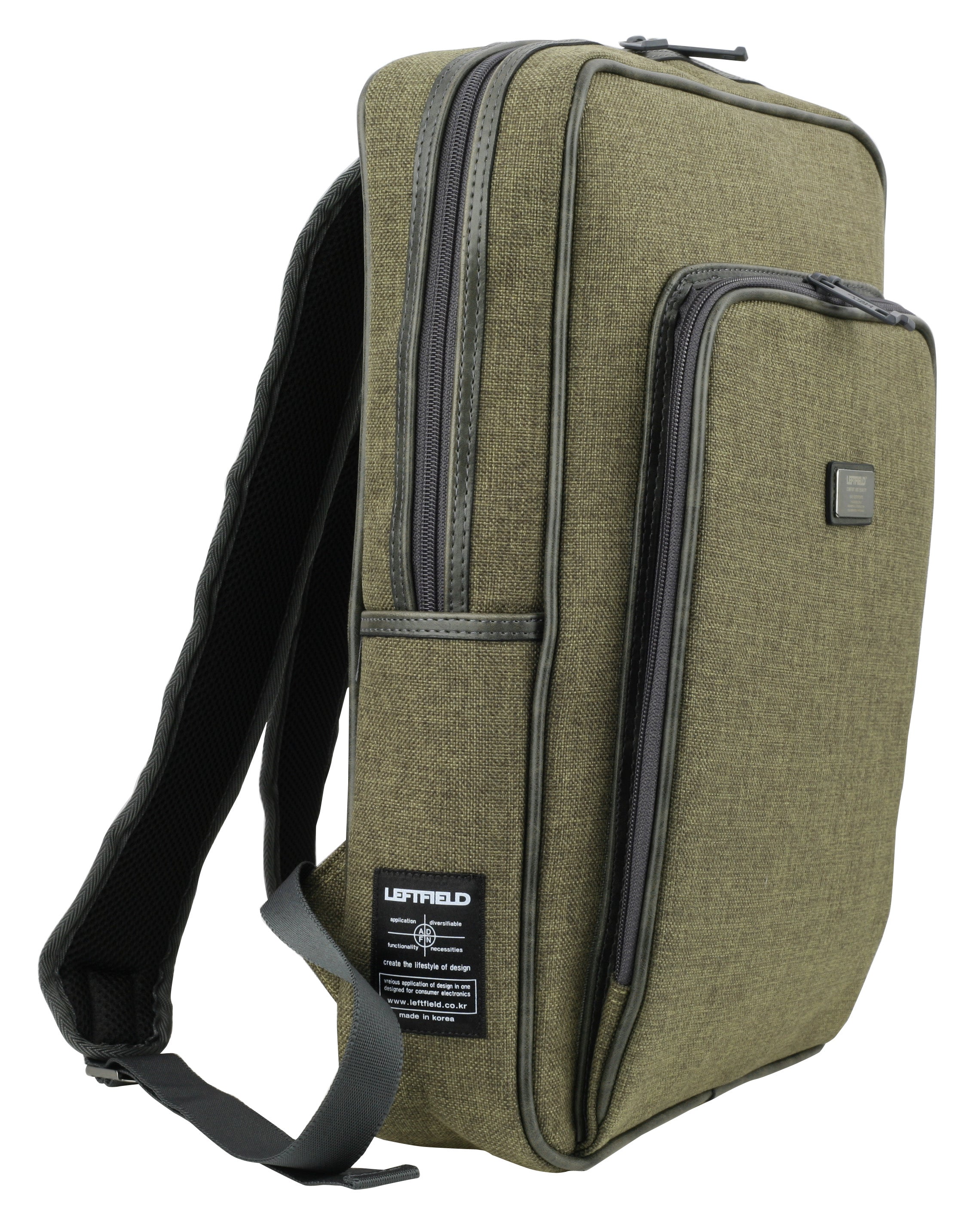 Khaki Green Canvas Square Business Casual Backpacks