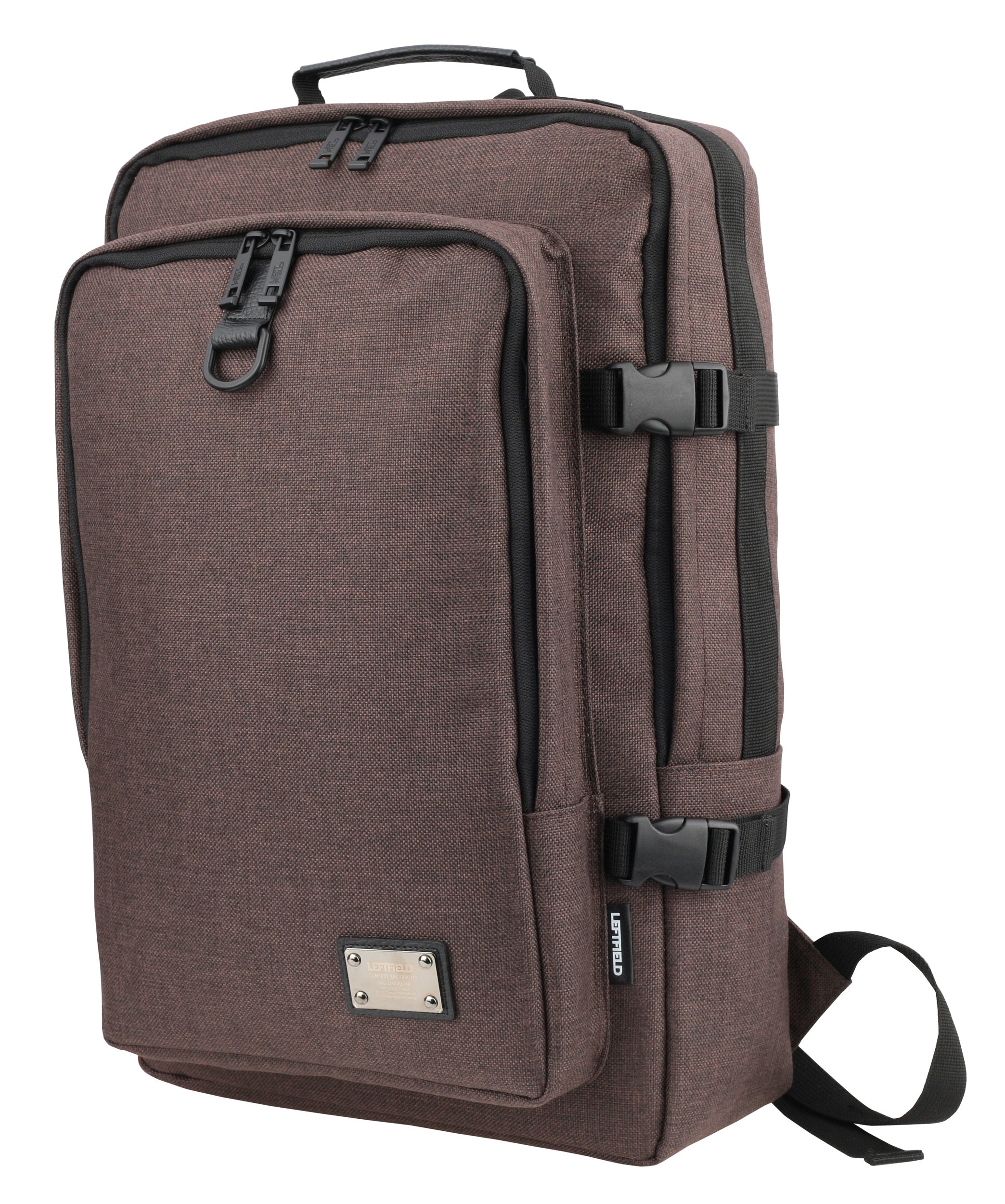 Brown Canvas Buckle School Laptop Backpacks