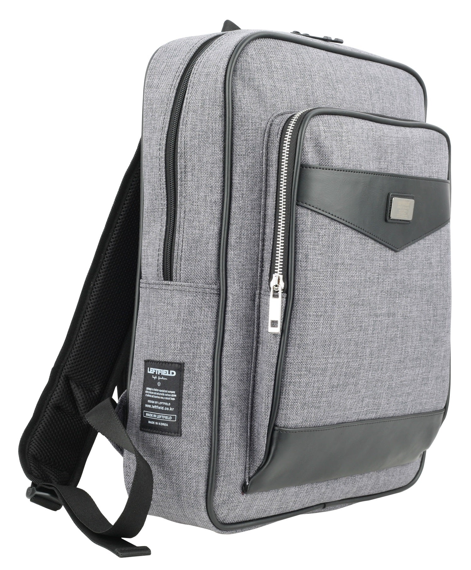Gray Canvas Faux Leather Paneled School Backpacks