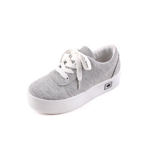 Gray Marled Lace-up Flatform Sneakers Shoes