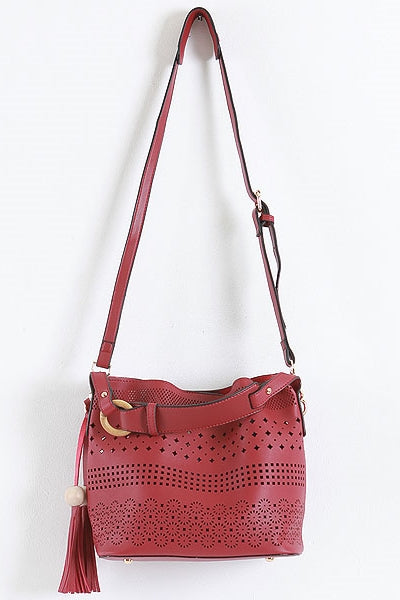 Red Hole Shoulder Handbags