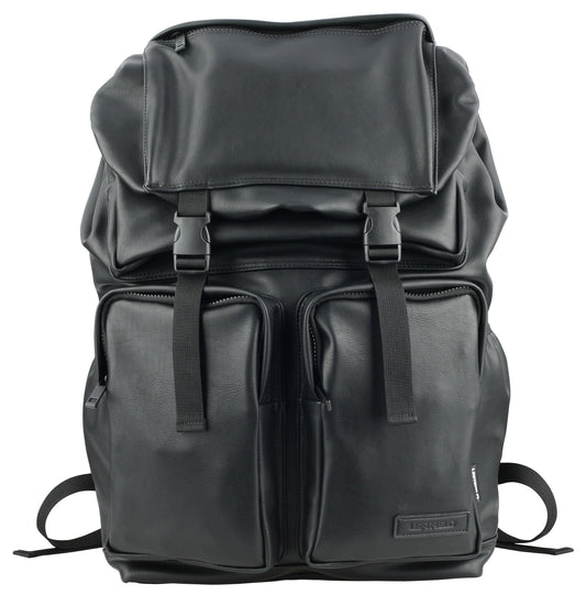 Black Synthetic Leather Rucksacks Travel Backpacks