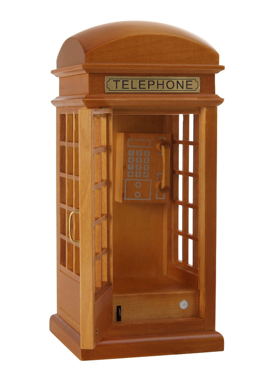 Brown Wooden Telephone Booth Music Boxes