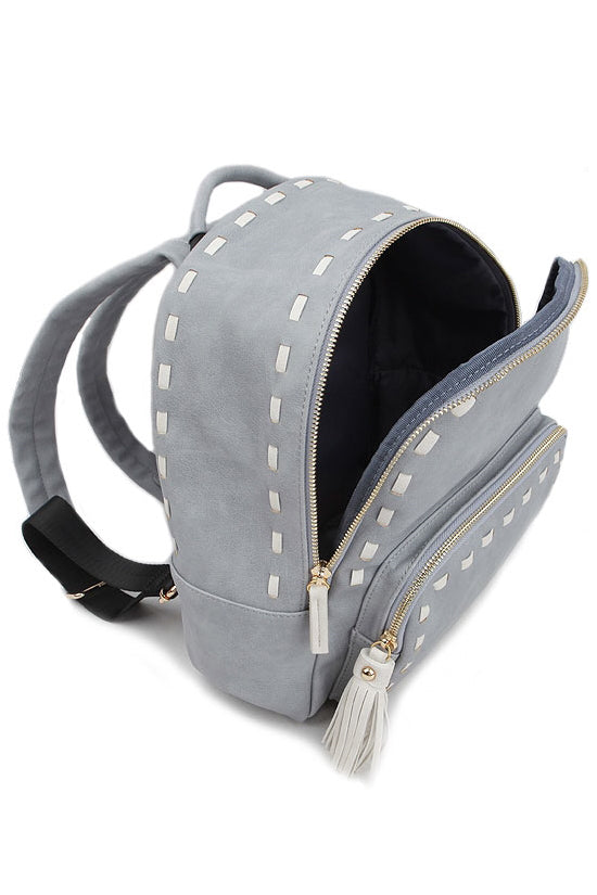 Beige Stitch Tassel Mini Backpacks