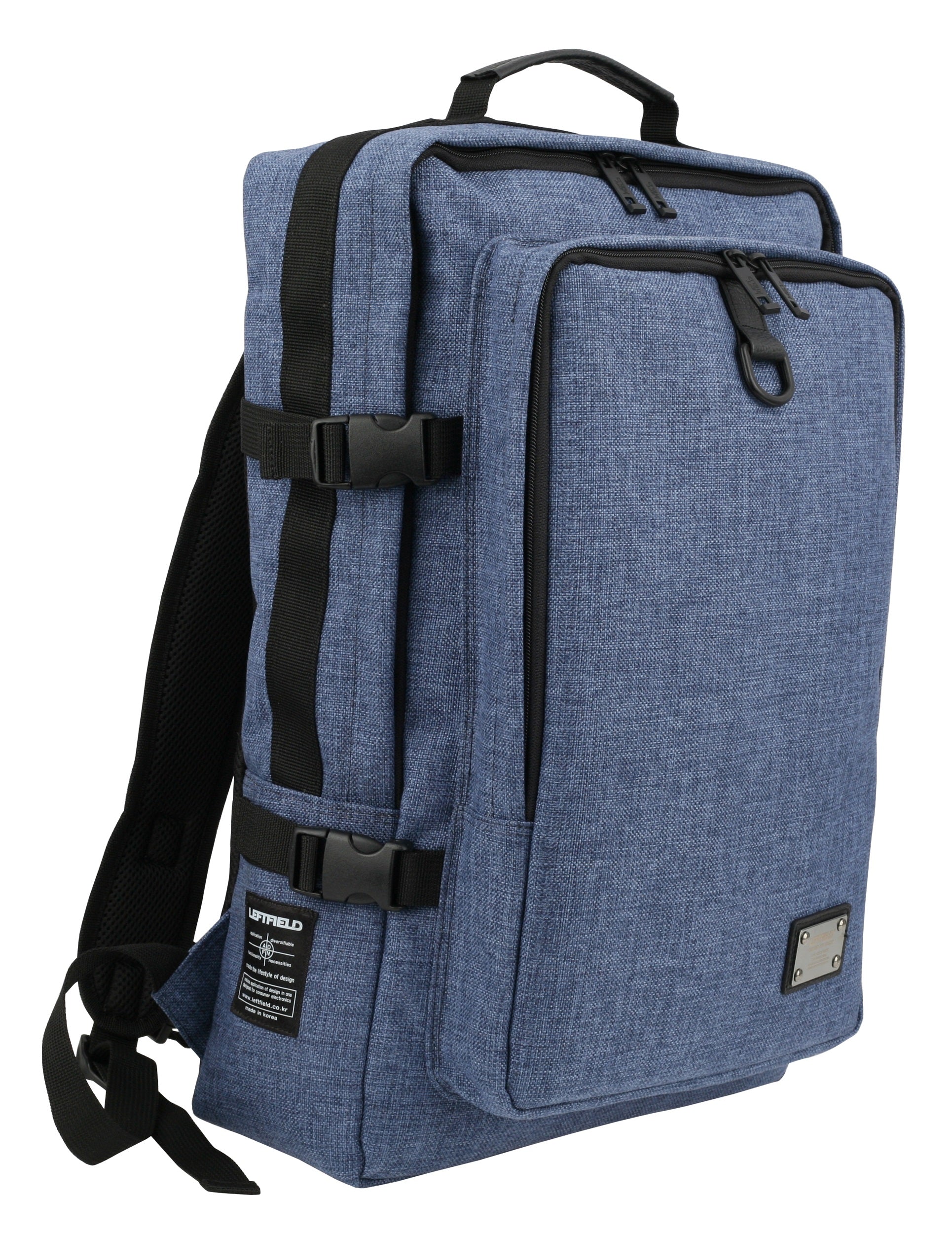 Navy Blue Canvas Buckle School Laptop Backpacks