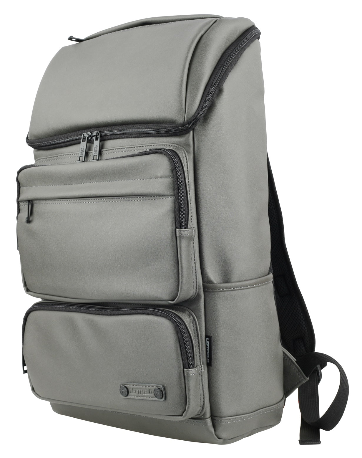 Gray Faux Leather Casual Laptop Daypack Travel Backpacks