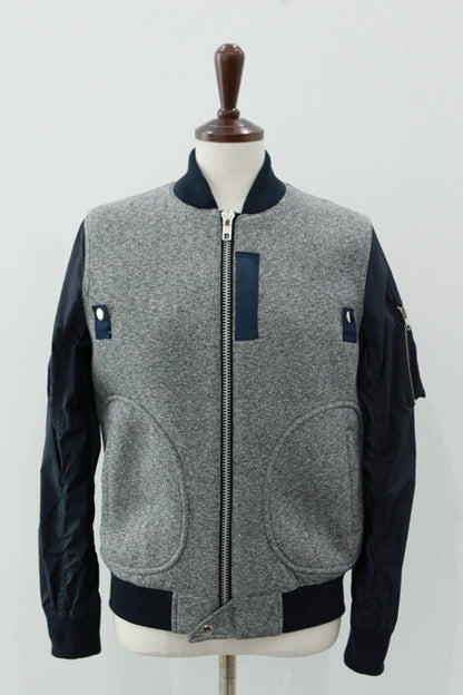 Gray Blue Hybrid Boyfriend Baseball Bomber Jackets