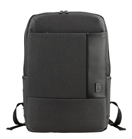 Black Faux Leather Panel School Backpacks