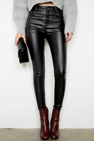 Black Fleece Napping Coated Stretch High Waist Skinny Jeans