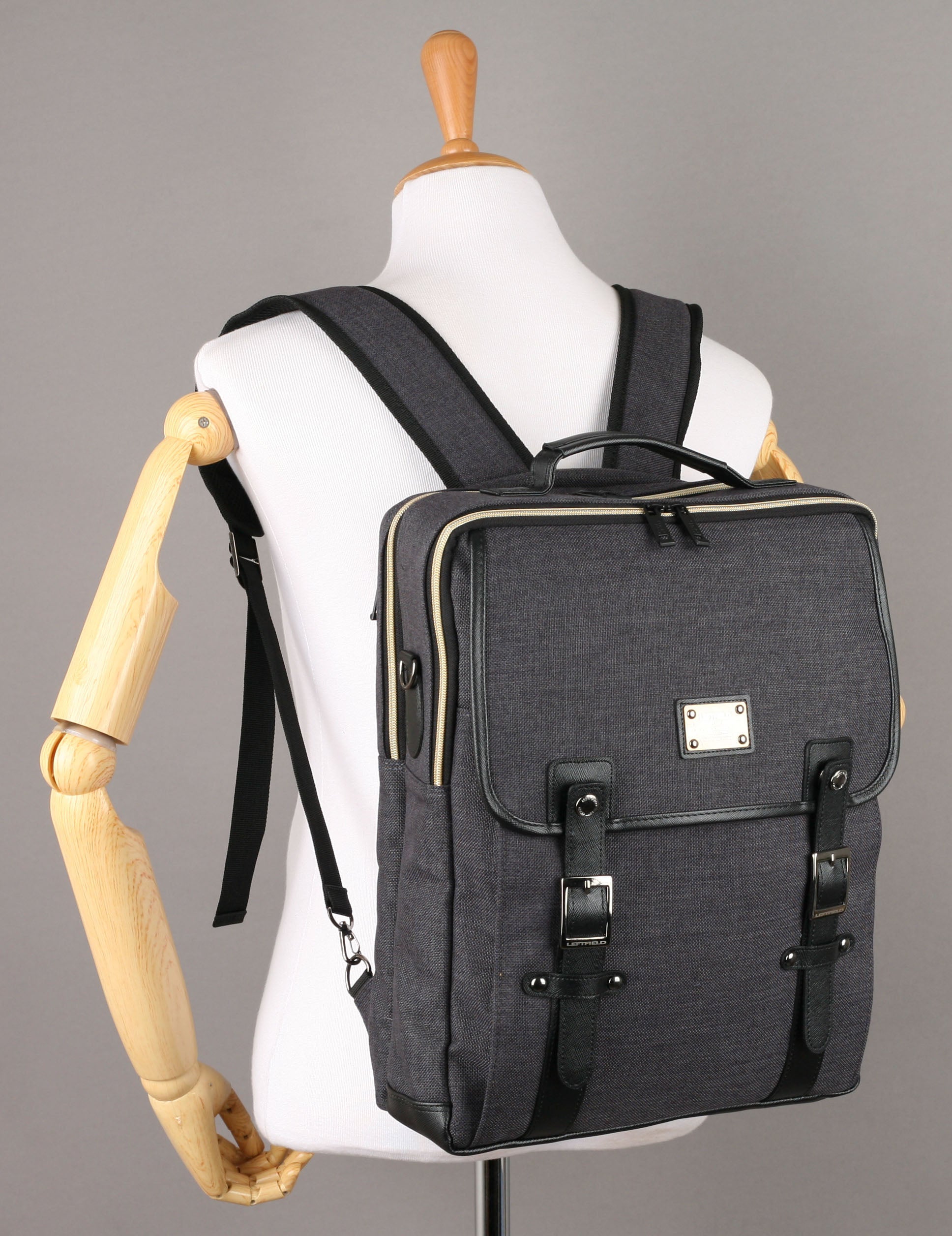 Black Canvas Satchel Cross Body Backpacks