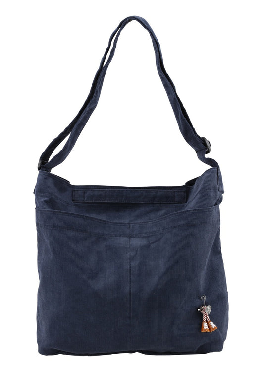 Navy Blue Unisex Corduroy Crossbody Bags