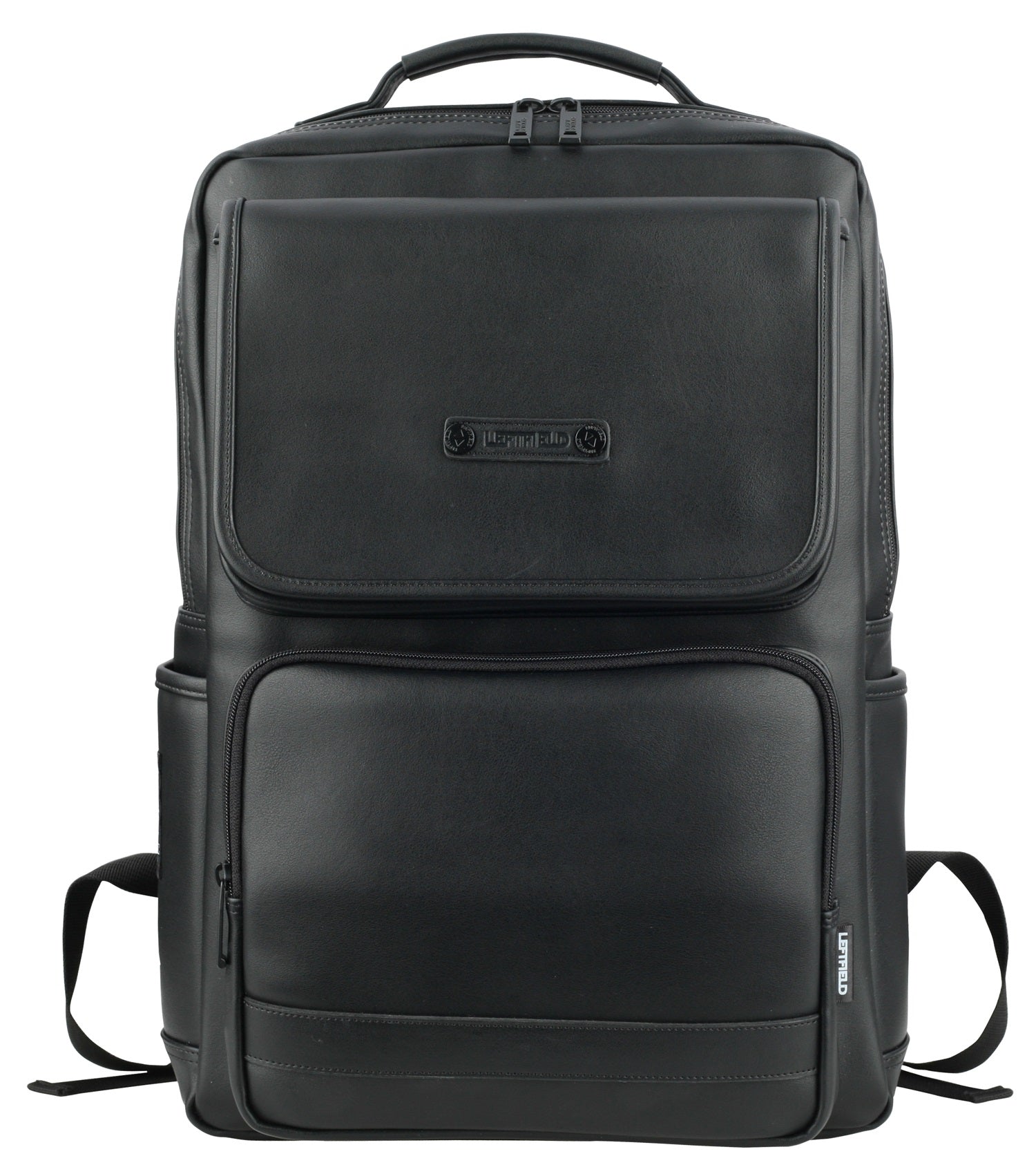 Black Faux Leather Business Laptop School Backpacks