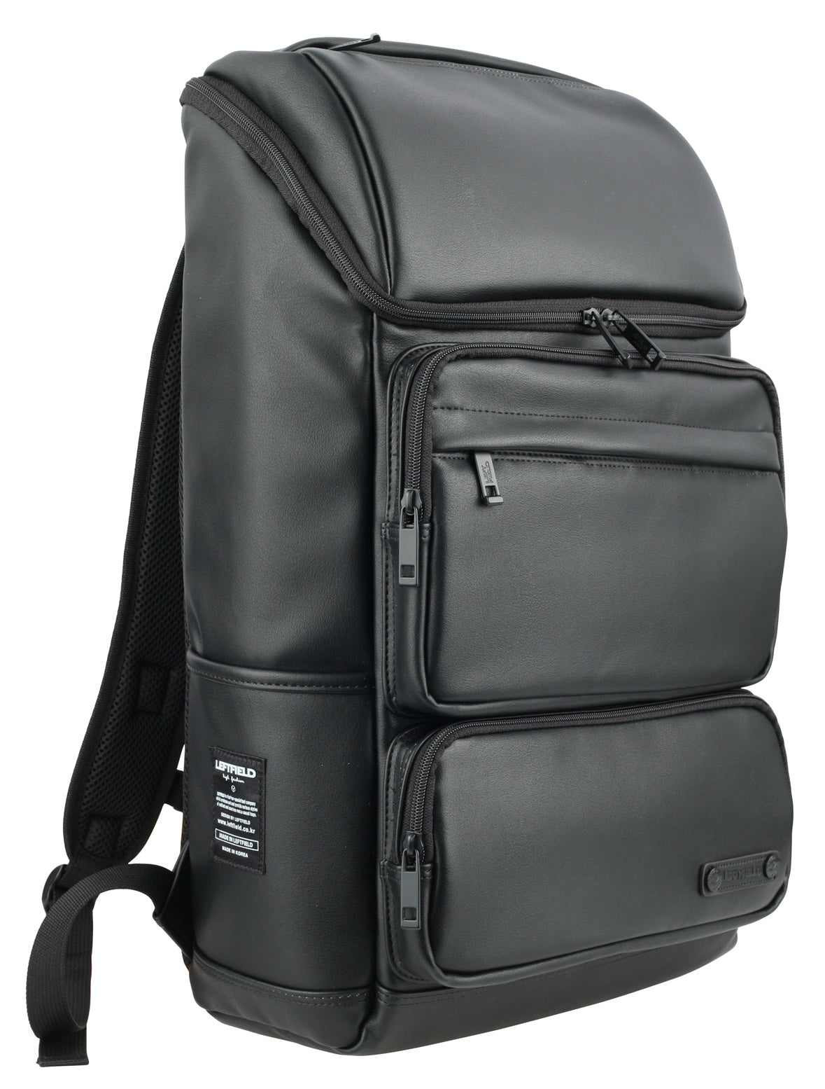 Black Faux Leather Casual Laptop Daypack Travel Backpacks