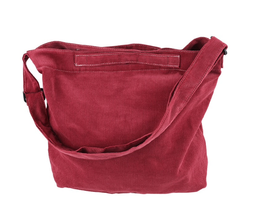 Burgundy Red Unisex Corduroy Crossbody Bags