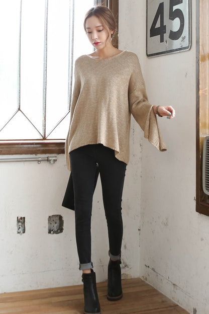 Loose Scoop Neck Knitted Sweaters