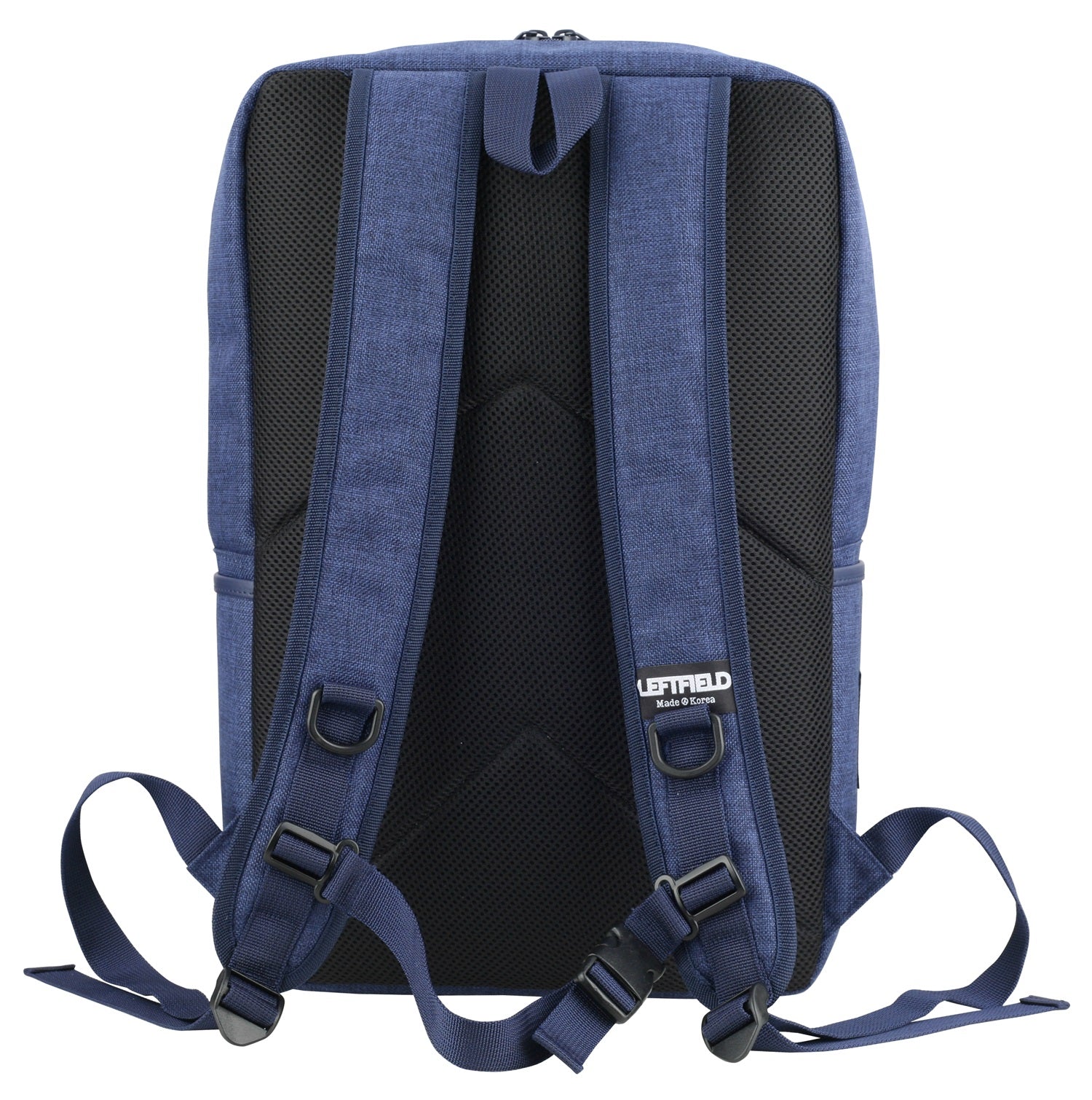 Navy Blue Square Canvas School Laptop Backpacks Travel Hiking Bags