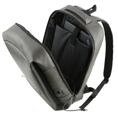 Grey USB PORT Rechargeable Faux Leather Backpacks