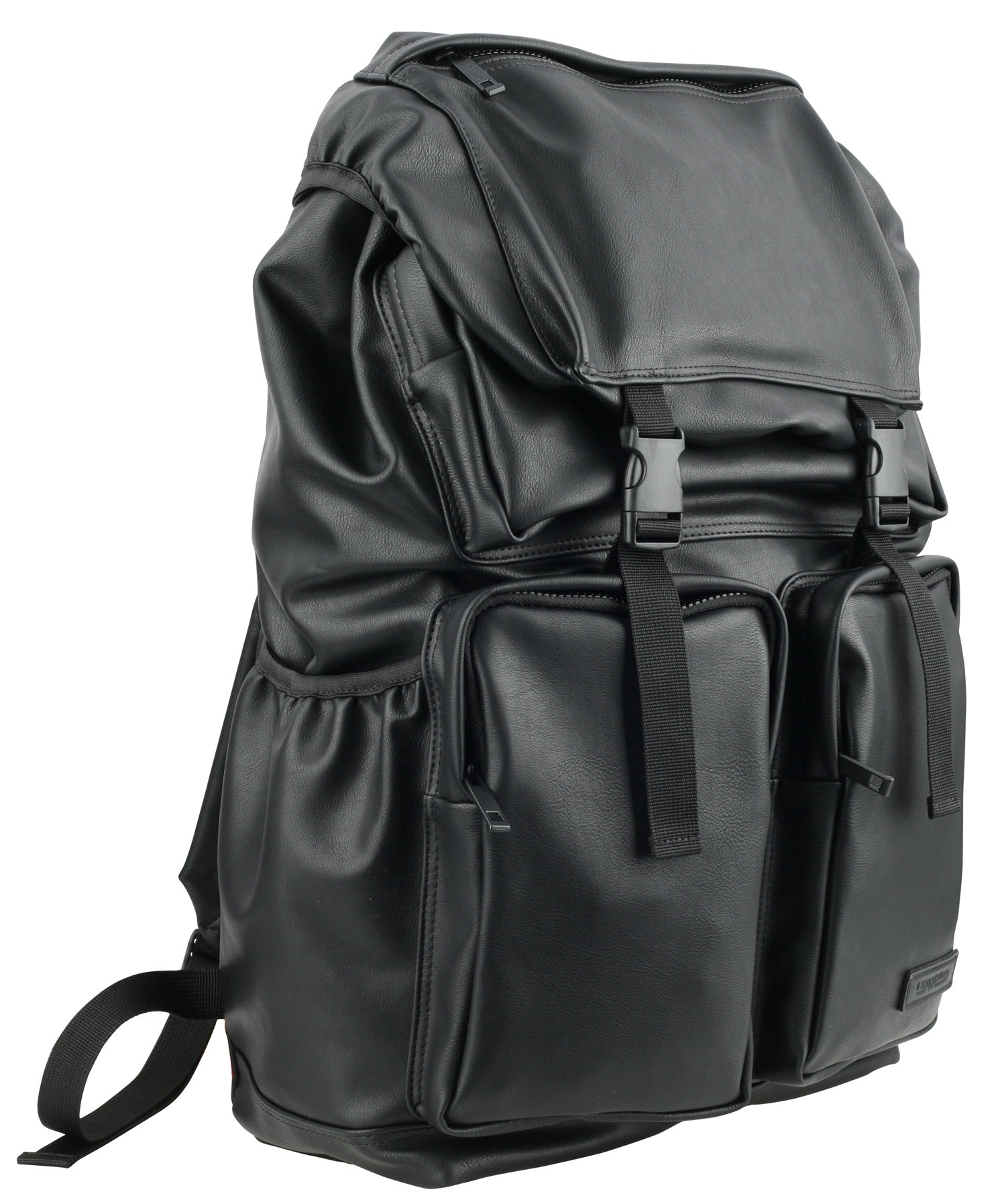 Black Synthetic Leather Rucksacks Travel Backpacks