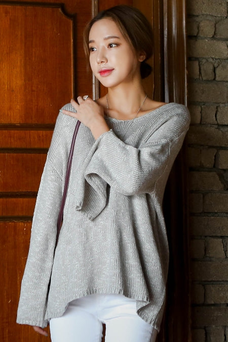 Loose Scoop Neck Knitted Sweaters