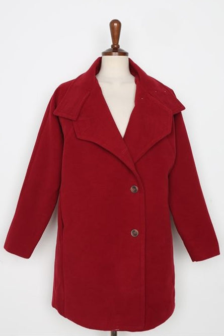 Red Casual Boa Fur Lining Coats