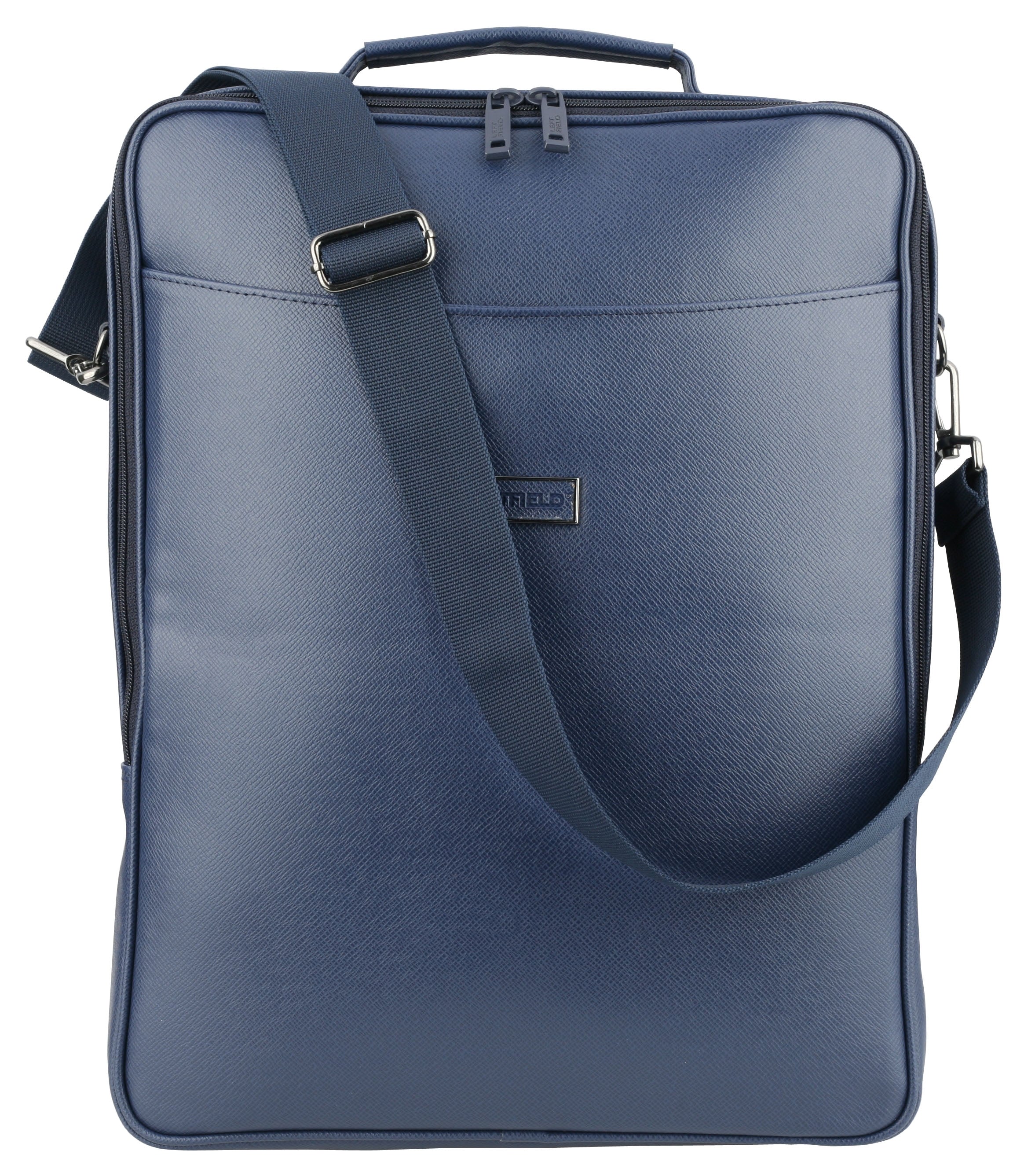 Navy Faux Leather Laptop Backpacks