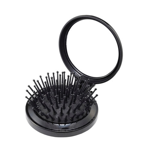Black Magic Folded Hair Brushes Portable Travel Compact Mirror Korean
