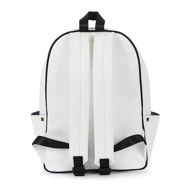 White Cute Wood Carving Charm Faux Leather School Backpacks