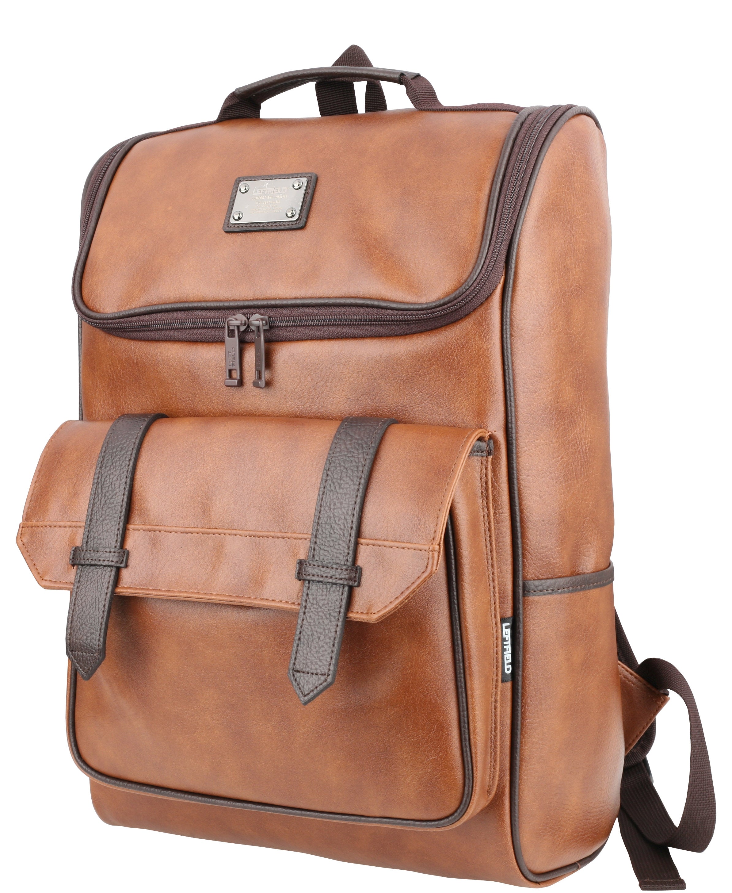 Brown Vintage Washed Faux Leather Backpacks