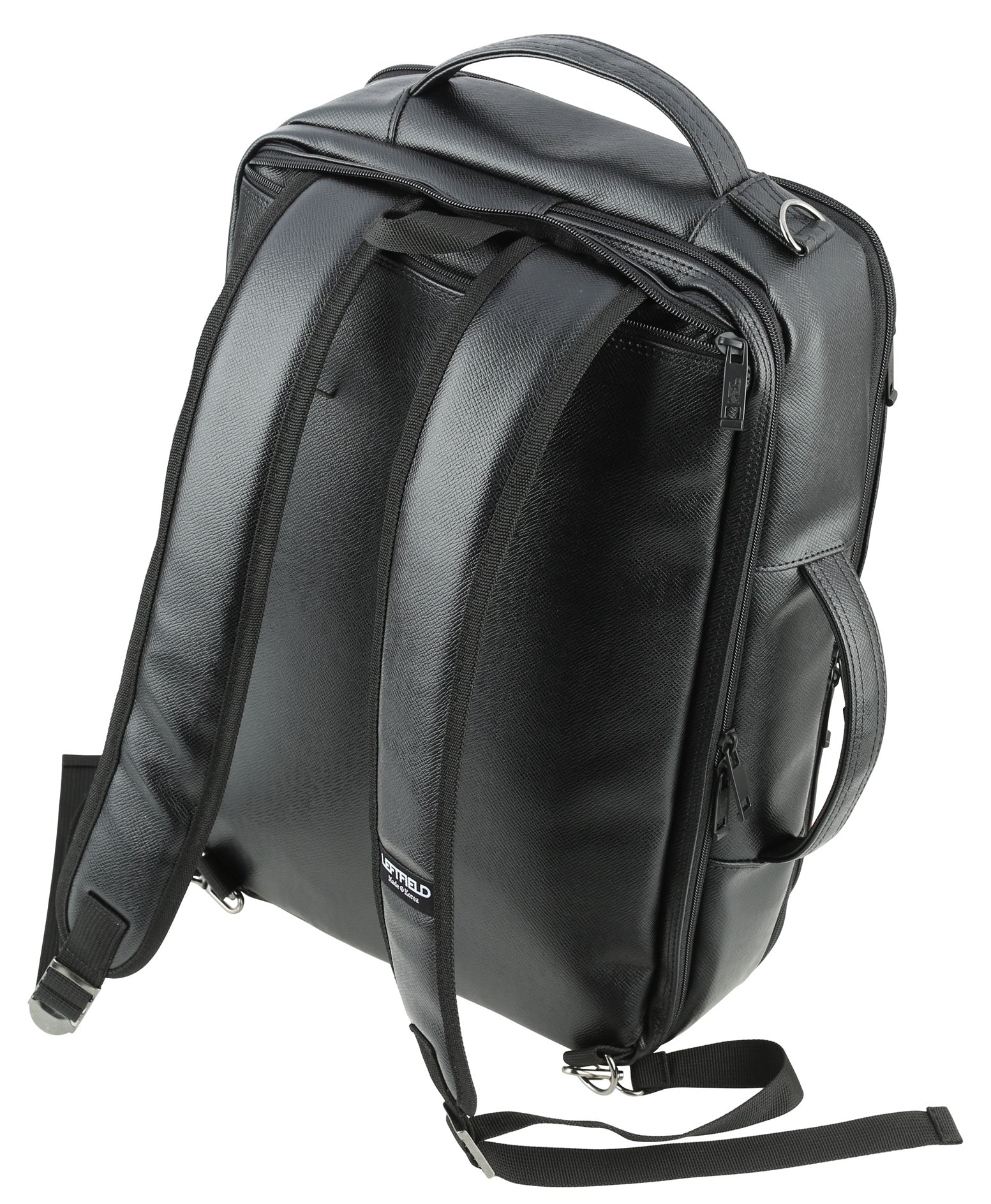 Black Faux Leather Multi Backpacks Crossbody Bags
