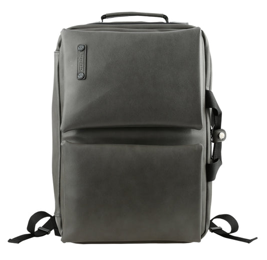 Grey Faux Leather Multi Backpacks