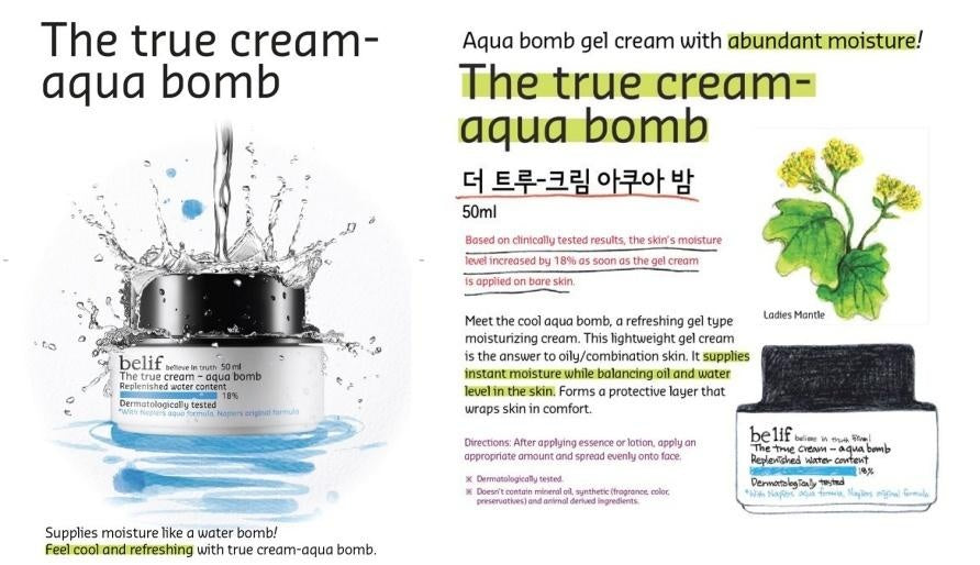 BELIF The True Cream Aqua Bomb 50ml Skincare Facial Face Beauty