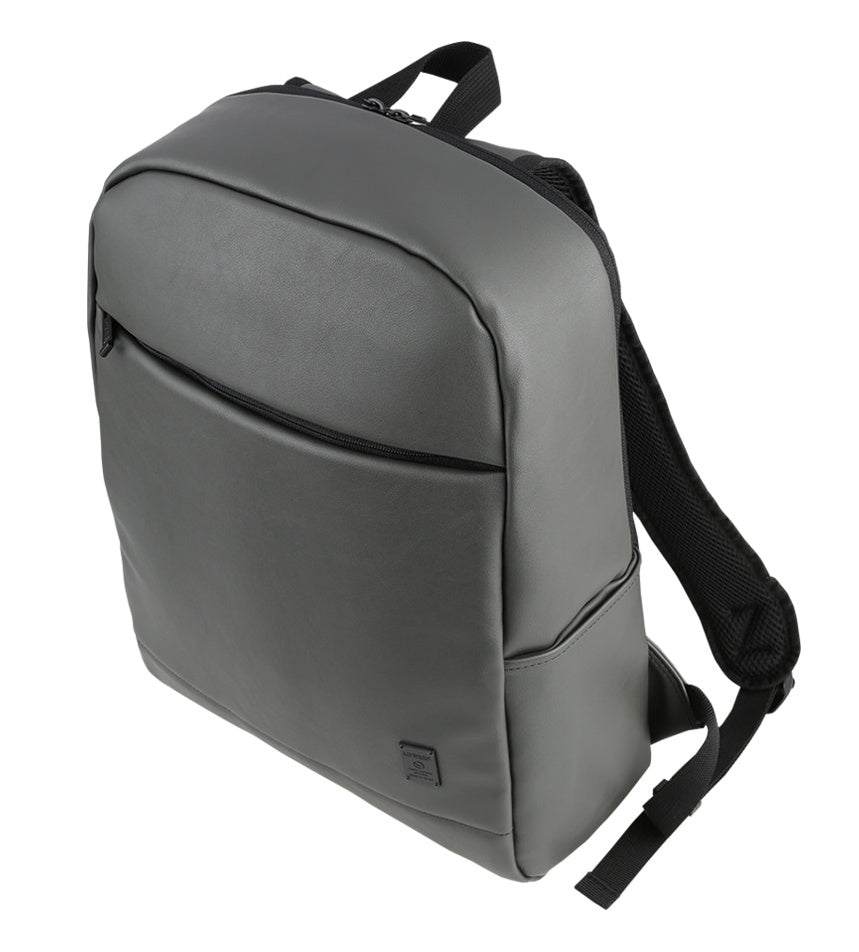 Grey Faux Leather Casual Backpacks