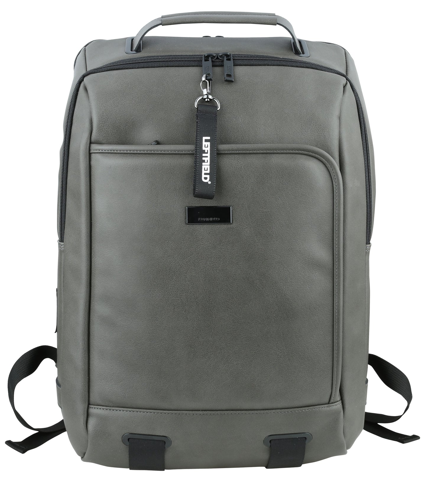 Grey Faux Leather Backpacks