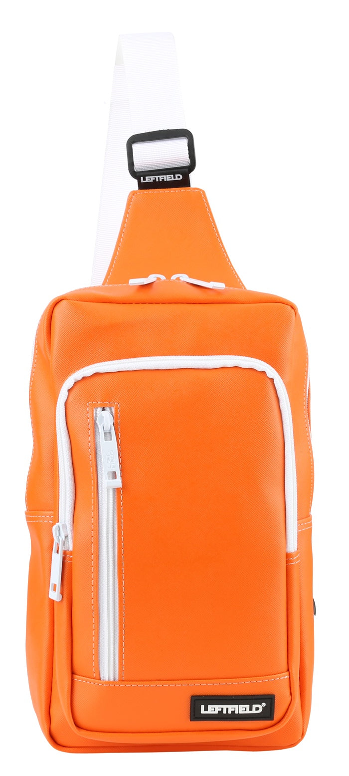 Orange Faux Leather Messengers Sling Bags