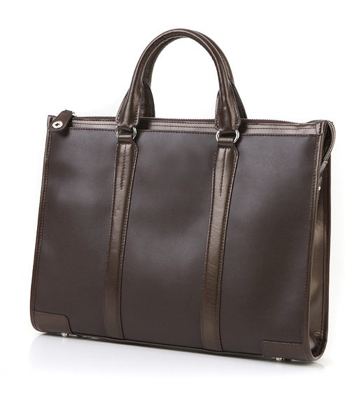 Brown Two Line Leather Business Briefcases