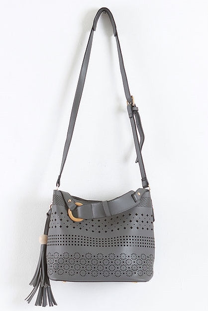 Gray Hole Shoulder Handbags